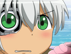 Rule 34 | android, ciel (kaibutsu oujo), green eyes, gununu (meme), kaibutsu oujo, meme, parody, white hair