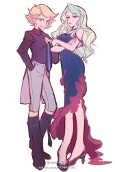 Rule 34 | 10s, 2girls, amanda o&#039;neill, blonde hair, diana cavendish, little witch academia, multiple girls, simple background, tagme