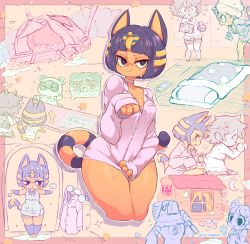 Rule 34 | 2boys, 2girls, :3, :t, ?, ^^^, alice (animal crossing), angry, animal crossing, animal ears, ankha (animal crossing), annoyed, arms up, artist name, bandaid, bandaid on face, bandaid on nose, barefoot, beak, blouse, blue hair, blunt bangs, blush, bob cut, bottomless, bowl, bra, breast pocket, breasts, breath, butterfly net, buzz (animal crossing), cat ears, cat tail, choker, cleavage, closed eyes, closed mouth, collarbone, collared shirt, colored skin, comic, constricted pupils, cowboy shot, cropped legs, door, dress, drop shadow, egyptian, embarrassed, eye contact, flower, freckles, from above, from behind, full body, furry, furry female, futon, gold, hair ornament, half-closed eyes, hand net, hand up, handheld game console, hands up, happy, highres, holding, house, indoors, kneehighs, knees together feet apart, legs together, light blush, long sleeves, looking at another, looking away, looking back, looking to the side, loose clothes, loose shirt, lying, map, medium breasts, messy hair, moon, multiple boys, multiple girls, multiple views, newspaper, night, nintendo, nintendo switch, no mouth, notice lines, off shoulder, on side, outdoors, outline, outstretched arms, oversized clothes, oversized shirt, partially colored, paw pose, pet bowl, pillow, pocket, pout, puddle, rain, raised eyebrow, sequential, shiny skin, shirt, shirt grab, shirt tug, short dress, short hair, short shorts, short sleeves, shorts, signature, silent comic, silhouette, sleeveless, sleeveless dress, sleeves past fingers, sleeves past wrists, smile, snake hair ornament, socks, speech bubble, standing, star (sky), star (symbol), star print, starmilk, storm, string of flags, striped tail, surprised, sweat, tail, tent, thick thighs, thighs, tom nook (animal crossing), towel, towel on head, twitter username, underwear, upper body, villager (animal crossing), water, watermark, wet, wet clothes, wet hair, white bra, white choker, white dress, white outline, white shirt, wide-eyed, wide hips, wind, window, yellow skin