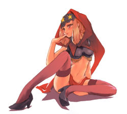 Rule 34 | blush, breasts, long hair, lowres, midriff, no panties, odin sphere, skirt, thighhighs, velvet (odin sphere), witch