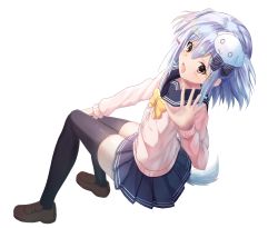 Rule 34 | 1boy, 1girl, :d, absurdres, black thighhighs, blue hair, blue skirt, bow, brown eyes, brown footwear, dog hair ornament, dog tail, artistic error, fang, full body, hair bow, hair ornament, hand up, highres, inuyama tamaki, invisible chair, long sleeves, looking at viewer, male focus, md5 mismatch, medium hair, noripro, open mouth, pink serafuku, pleated skirt, school uniform, serafuku, sitting, siyuan9629, skin fang, skirt, smile, solo, tail, thighhighs, trap, tsukudani norio channel, virtual youtuber, white background