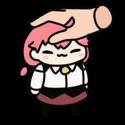 Rule 34 | 1girl, :3, = =, ahoge, animated, animated gif, bell, black headwear, blouse, blush stickers, chibi, commentary, detached sleeves, disembodied hand, english commentary, full body, fuwafuwa 35, headpat, hololive, looping animation, neck bell, official alternate costume, pink hair, red skirt, sakura miko, sakura miko (casual), shirt, skirt, sleeveless, sleeveless shirt, solo focus, standing, transparent background, virtual youtuber, white shirt