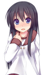 Rule 34 | 1girl, :d, black hair, blue eyes, blush, collarbone, hisae (hisae collect), long hair, open mouth, original, simple background, smile, solo, white background