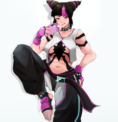 Rule 34 | 1girl, abs, absurdres, black hair, breasts, capcom, han juri, highres, large breasts, muscular, ponytail, shadowcero, solo, street fighter