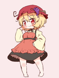 Rule 34 | 1girl, aki minoriko, apron, arinu, black skirt, blonde hair, blush, brown background, closed mouth, fruit hat ornament, full body, grape hat ornament, hair between eyes, hat, hat ornament, highres, long sleeves, mob cap, red apron, red eyes, red hat, shirt, short hair, simple background, skirt, smile, solo, touhou, wide sleeves, yellow shirt