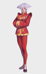 Rule 34 | 1girl, a.k.i. (street fighter), black footwear, capcom, chinese clothes, cosplay, highres, impossible hair, jin chonshu, long sleeves, looking to the side, phamoz, red lips, simple background, sleeves past wrists, smile, solo, street fighter, street fighter 6, white background
