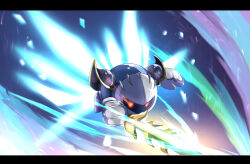 Rule 34 | 1boy, armor, commentary request, galaxia (sword), gloves, glowing, glowing eyes, glowing wings, highres, holding, holding sword, holding weapon, kirby (series), letterboxed, male focus, mask, meta knight, nintendo, no humans, pauldrons, red eyes, rune (ruupokesmash54), shoulder armor, solo, sword, weapon, white gloves, wings