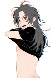 Rule 34 | 1boy, bungou to alchemist, clothes lift, kaiso (id=23114731), male focus, naughty face, oda sakunosuke, shirt lift, solo, tongue, tongue out, undressing
