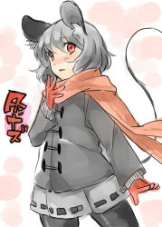 Rule 34 | 1girl, akagashi hagane, animal ears, bad id, bad pixiv id, black pantyhose, female focus, gloves, grey hair, highres, mouse ears, mouse tail, nazrin, pantyhose, red eyes, scarf, short hair, sketch, solo, tail, touhou