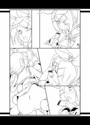 Rule 34 | ass, bottomless, censored, comic, fellatio, greyscale, hermmy, kagamine rin, monochrome, no panties, oral, penis, vocaloid