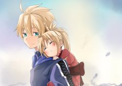Rule 34 | age regression, arthur pendragon (fate), carrying over shoulder, fate/apocrypha, fate/prototype, fate (series), father and daughter, kaosu kun, mordred (fate), mordred (fate/apocrypha), sleeping, smile, aged down