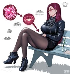 Rule 34 | 1girl, 2023, airpods, bad tag, bench, big breasts, boots, bored, breasts, burgundy hair, burgundy nail, casual, checkered, cross-section, cum, cum in pussy, cum in uterus, cup, dated, disappointed, ella (fellatrix), fallopian tubes, fellatrix, female, female focus, fingernails, glasses, high heel boots, high heels, implied prostitution, inner monologue, jacket, leather, leather jacket, legs together, lipstick, long fingernails, long hair, magic, magical contraceptive, makeup, nail polish, napkin, original, outdoors, ovaries, ovum, ovum protection, pantyhose, prostitution, public indecency, red eyes, red hair, red nails, scarf, skirt, solo, sperm cell, talking, tesseract, unimpressed, uterus, waist length hair, white background, wireless earphones, x-ray