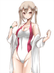 Rule 34 | 1girl, breasts, cleavage, competition swimsuit, graf zeppelin (kancolle), highleg, highleg swimsuit, kantai collection, one-piece swimsuit, swimsuit, twintails