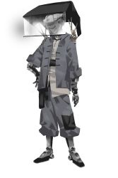 Rule 34 | 1boy, absurdres, baggy pants, clothed robot, full body, grey jacket, grey pants, highres, jacket, long sleeves, male focus, original, pants, robot, shirt, simple background, solo, tuoer, white background, white shirt