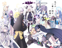 Rule 34 | ..., 1boy, 6+girls, :&lt;, :d, ^ ^, absurdly long hair, ahoge, angry, animal ear headwear, animal ears, aris (blue archive), arm support, armband, arrow (symbol), ass, atsuko (blue archive), azusa (blue archive), belt, black coat, black footwear, black gloves, black hair, black leotard, black skirt, blonde hair, blue archive, blue hair, blush, blush stickers, boots, bow, braid, bridal gauntlets, brown hair, business suit, cat ears, cat girl, cat tail, cheek-to-cheek, chise (blue archive), closed eyes, coat, coat on shoulders, collared shirt, commentary request, crossed arms, demon girl, demon horns, demon wings, detached sleeves, dogeza, doyagao, empty eyes, faceless, faceless female, fake animal ears, feathered wings, flower, flying sweatdrops, forehead, formal, fox ears, fox girl, fox tail, frilled skirt, frills, full body, fur-trimmed coat, fur trim, gloves, grey eyes, grey hair, habit, hair bow, hair bun, hair flower, hair ornament, hair ribbon, hair scrunchie, hair tubes, hairband, hairclip, halo, hand on own hip, hands on own hips, headgear, headphones, heads together, heart, heart tail, high heels, highres, himari (blue archive), hina (blue archive), hood, hooded coat, horns, jacket, japanese clothes, knee boots, kneehighs, leaf, leaf on head, leotard, light brown hair, long hair, long sleeves, looking at another, looking away, low-tied long hair, low ponytail, low twintails, lying, lying on person, mari (blue archive), mary janes, midori (blue archive), mika (blue archive), military, military uniform, miyu (blue archive), momoi (blue archive), multiple girls, necktie, noa (blue archive), nonomi (blue archive), nun, obi, off shoulder, on stomach, one side up, oni, oni horns, open mouth, orange hair, panties, pantyhose, pantyshot, parted bangs, parted lips, peeking out, pencil skirt, pink hair, plaid, plaid skirt, pleated skirt, pointy ears, ponytail, purple eyes, purple hair, rabbit ears, recycle bin, red eyes, ribbon, sash, school uniform, scrunchie, seia (blue archive), seiza, sensei (blue archive), serafuku, shaded face, shadow, shirt, shoes, short hair, short sleeves, siblings, sidelocks, simple background, single braid, single side bun, sisters, sitting, skirt, sleeves past wrists, smile, smug, sneakers, socks, squatting, standing, suit, suspender skirt, suspenders, tail, tail bow, tail ornament, tail ribbon, thighhighs, thighs, tonomiya68, translation request, tress ribbon, triangle mouth, turtleneck, twin braids, twins, twintails, two side up, underwear, uniform, v arms, very long hair, wheelchair, white background, white coat, white footwear, white hair, white panties, white pantyhose, white wings, wide sleeves, wings, yuuka (blue archive), zettai ryouiki