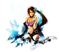 Rule 34 | 1girl, alternate costume, animal print, bad id, bad pixiv id, bikini, bikini top only, boots, breasts, brown hair, butterfly print, choker, cigarette, cleavage, earrings, finger to mouth, flower, hair flower, hair ornament, jewelry, kula clare, large breasts, long hair, namco, red eyes, short shorts, shorts, side ponytail, smoking, solo, swimsuit, tekken, tekken tag tournament 2, thigh boots, thighhighs, zafina, zafina (tekken)