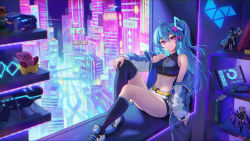 Rule 34 | 1girl, ahoge, aris (blue archive), asymmetrical legwear, bad id, bad pixiv id, bare shoulders, belt, blue archive, blue footwear, blue hair, blue jacket, blue socks, blue thighhighs, book, breasts, character doll, cityscape, closed mouth, copyright request, crop top, crossed bangs, cyberpunk, hair between eyes, hair ornament, hand on own knee, heartki, highres, hina (blue archive), jacket, kirby, kirby (series), kneehighs, knees up, long hair, looking at viewer, mario, mario (series), medium breasts, midriff, navel, nintendo, nintendo switch, off shoulder, one side up, open clothes, open jacket, original, purple eyes, shoes, short shorts, shorts, single kneehigh, single sock, single thighhigh, sitting, smile, socks, solo, thighhighs, thighs, tom nook (animal crossing), uneven legwear, white shorts, yellow belt