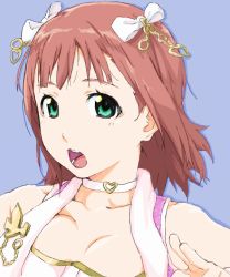 Rule 34 | 10s, 1girl, amami haruka, bad id, bad pixiv id, bare shoulders, brown hair, choker, drawr, face, green eyes, idolmaster, idolmaster (classic), idolmaster 2, oekaki, open mouth, short hair, solo, thesale