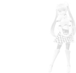 Rule 34 | 10s, 1girl, artist request, female focus, long hair, looking at viewer, miss monochrome, miss monochrome (character), monochrome, official art, solo, standing, straight hair, transparent background, twintails, very long hair