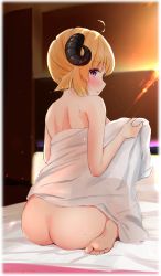 Rule 34 | 1girl, covering privates, ex idol, highres, hololive, nude cover, solo, tsunomaki watame, virtual youtuber