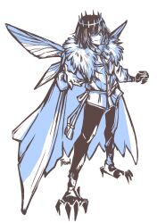 Rule 34 | 1boy, absurdres, arthropod boy, artist name, black hair, cape, collared shirt, crown, dragonfly wings, fate/grand order, fate (series), fur-trimmed cape, fur trim, grin, highres, insect wings, long sleeves, looking at viewer, male focus, medium hair, oberon (fate), oberon (third ascension) (fate), shirt, simple background, smile, solo, takasinuwu, white background, white shirt, wings