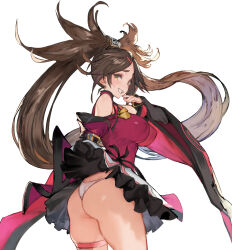 Rule 34 | 1girl, absurdres, ass, bare shoulders, breasts, brown eyes, brown hair, china dress, chinese clothes, covered erect nipples, detached sleeves, dress, guilty gear, guilty gear xrd, hair ornament, hair rings, hair tubes, hairclip, highres, kuradoberi jam, large breasts, long hair, looking back, no bra, npa (sirokurokuma), panties, puffy nipples, red dress, simple background, skirt, smile, solo, thick thighs, thigh strap, thighs, underwear, upskirt, very long hair, white background, white panties, wide sleeves