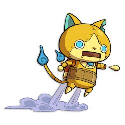 Rule 34 | belt, cat, cat tail, flying, gold, goldenyan, jetpack, mechanical arms, mechanical parts, official art, robot, tail, white background, youkai watch