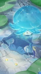 Rule 34 | + +, commentary request, different reflection, fungi (genshin impact), genshin impact, grounded hydroshroom (genshin impact), highres, lily pad, looking down, no humans, outdoors, rain, reflection, reflective water, ripples, solo, takashi (bouz), water, yellow eyes