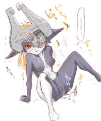 Rule 34 | 1girl, aftersex, breasts, covered erect nipples, cum, female focus, lowres, midna, monster girl, navel, nintendo, pointy ears, pussy, solo, spread legs, the legend of zelda, the legend of zelda: twilight princess, white background
