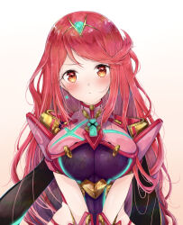 Rule 34 | 1girl, alternate hair length, alternate hairstyle, breasts, large breasts, pyra (xenoblade), red eyes, red hair, solo, xenoblade chronicles (series), xenoblade chronicles 2