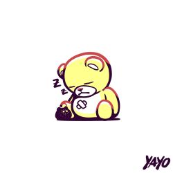 Rule 34 | 2others, botamon, closed eyes, digimon, digimon (creature), monzaemon, multiple others, simple background, white background, yellow eyes, zzz