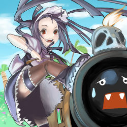 Rule 34 | black hair, cannon, child, er-mint, hair ribbon, happy, kooh, long hair, pangya, red eyes, ribbon, solo, twintails