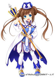 Rule 34 | 1girl, blue eyes, brown hair, dodome-iro mayonnaise, hat, long hair, official art, quiz of walkure, solo, staff, twintails