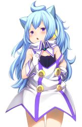 Rule 34 | 10s, 1boy, blue hair, blush, chestnut mouth, gloves, hacka doll, hacka doll 3, long hair, looking at viewer, male focus, purple eyes, simple background, solo, tobi-mura, trap, white background, white gloves