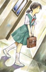 Rule 34 | bag, freckles, horaki hikari, neon genesis evangelion, school uniform, twintails