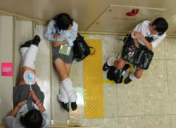 Rule 34 | 3girls, asian, bag, from above, loose socks, multiple girls, photo (medium), school bag, school uniform, serafuku, sitting, skirt, socks