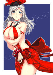 Rule 34 | 1girl, alisa ilinichina amiella, blue eyes, breasts, cleavage, dress, god eater, highres, large breasts, long hair, red dress, revealing clothes, sideboob