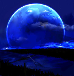 Rule 34 | blue theme, bridge, city, cloud, dragon, full moon, kazaana, landscape, moon, night, no humans, original, river, scenery, sky, star (sky), star (symbol), starry sky