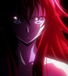 Rule 34 | 10s, 1girl, blue eyes, gradient background, high school dxd, highres, long hair, red hair, rias gremory, solo, standing, stitched, third-party edit