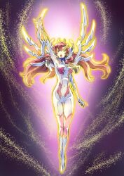 Rule 34 | 1girl, blue eyes, bodysuit, breasts, glowing, gundam, gundam seed, gundam seed freedom, hair ornament, highres, lacus clyne, light particles, long hair, medium breasts, normal suit, open mouth, pilot suit, pink hair, science fiction, solo, taiga hiroyuki, very long hair, wings