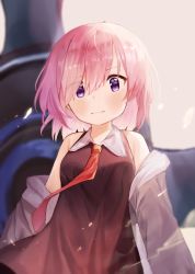 Rule 34 | 1girl, absurdres, bad id, bad pixiv id, blush, closed mouth, fate/grand order, fate (series), highres, looking at viewer, mash kyrielight, necktie, pink hair, purple eyes, red necktie, short hair, solo, upper body, useq1067