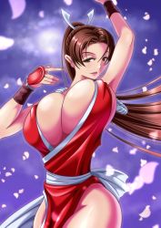 Rule 34 | 1girl, breasts, brown eyes, brown hair, ema, ema (emaura), fatal fury, huge breasts, ponytail, shiranui mai, snk, the king of fighters