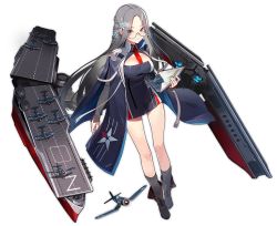 Rule 34 | 1girl, ^ ^, aircraft, azur lane, black footwear, blue cloak, blush, book, boots, braid, breasts, bug, butterfly, cleavage cutout, cloak, closed eyes, closed mouth, clothing cutout, collared dress, cross-laced footwear, dress, flight deck, floating hair, french braid, full body, glasses, grey-framed eyewear, grey eyes, grey hair, grey socks, hair ornament, holding, holding book, insect, kexue, lace-up boots, large breasts, long hair, long sleeves, looking at viewer, necktie, official art, red necktie, ribbed sleeves, rigging, round eyewear, semi-rimless eyewear, shangri-la (azur lane), short dress, sidelocks, snowflake hair ornament, socks, solo, transparent background