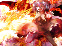 Rule 34 | 1girl, chain, fangs, female focus, hat, non (nobu), open mouth, purple hair, red eyes, remilia scarlet, solo, touhou, wings