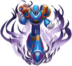 Rule 34 | 1boy, android, armor, armored boots, aura, blue armor, bodysuit, boots, dark aura, full body, gloves, glowing, glowing eyes, helmet, highres, looking at viewer, mega man (series), mega man x3, mega man x (series), mega man x dive, mizuno keisuke, official art, red eyes, robot, rocket launcher, shoulder armor, shoulder cannon, solo, standing, transparent background, vile (mega man), weapon