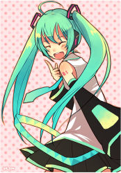 bad_id bad_pixiv_id detached_sleeves domotolain closed_eyes hatsune_miku skirt solo twintails vocaloid