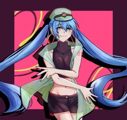 Rule 34 | 1girl, absurdly long hair, aqua eyes, aqua hair, artist name, artist request, bare shoulders, black shirt, black skirt, blue eyes, blue hair, blue nails, breasts, collared shirt, crossed arms, earrings, female focus, hatsune miku, jewelry, long hair, nail polish, nails, nicha, parted lips, shirt, shoulder tattoo, skirt, small breasts, smile, solo, tattoo, twintails, very long hair, vocaloid