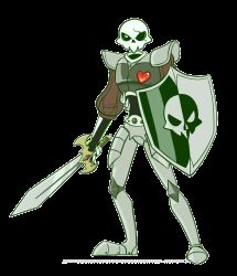 Rule 34 | 1boy, animated, animated gif, armor, atomi-cat, bouncing, full body, green eyes, heart, male focus, medievil, mystery skulls, parody, shield, single eye, sir daniel fortesque, skeleton, solo, standing, style parody, sword, transparent background, watermark, weapon, web address