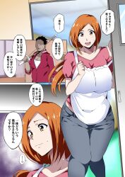 Rule 34 | 1boy, 1girl, absurdres, bleach, breasts, highres, inoue orihime, large breasts, long hair, short hair, translation request