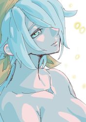 Rule 34 | 1girl, cecie (gravity daze), collarbone, gravity daze, gravity daze 2, hair over one eye, kerchief, long hair, neck, nude, ponytail, pungter, silver hair, solo